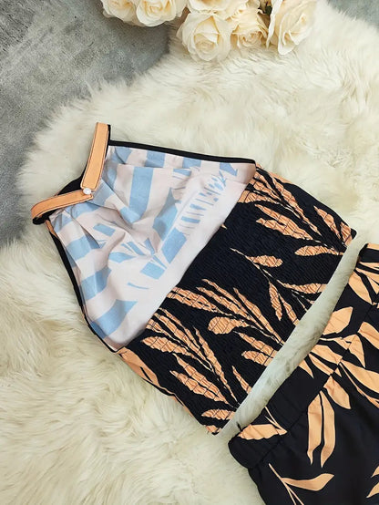 Women's Halter Top Wide Leg Pant Set