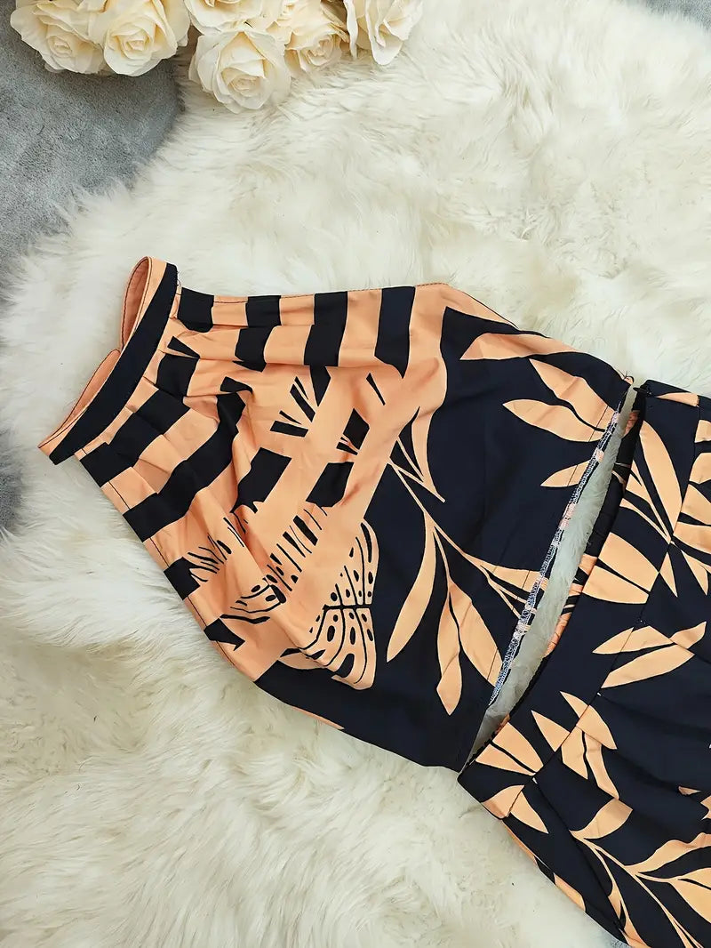 Women's Halter Top Wide Leg Pant Set