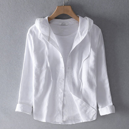 Women's Hooded Button-Down Blouse