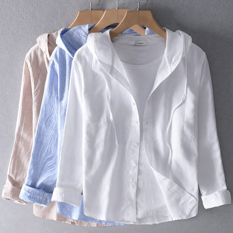 Women's Hooded Button-Down Blouse