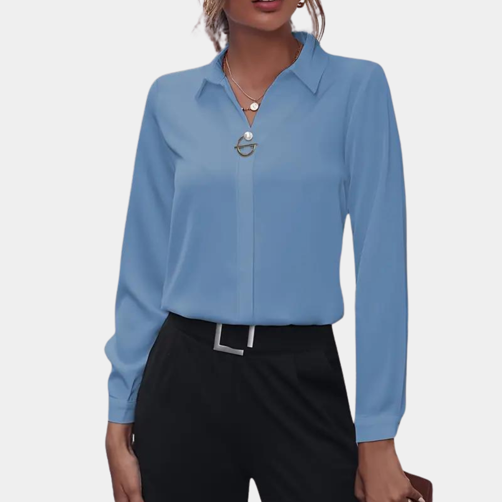 Women's Long-Sleeve Collared Blouse