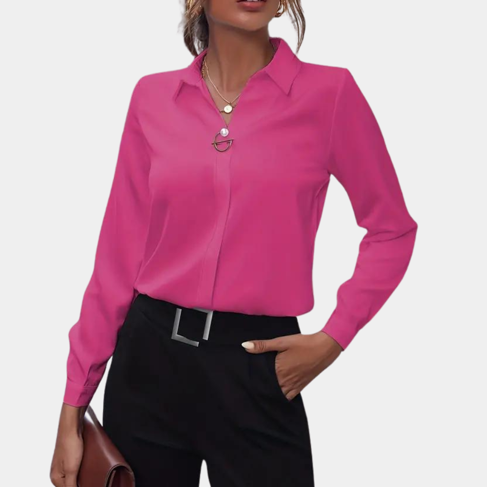 Women's Long-Sleeve Collared Blouse