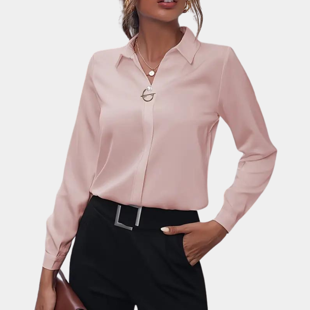 Women's Long-Sleeve Collared Blouse