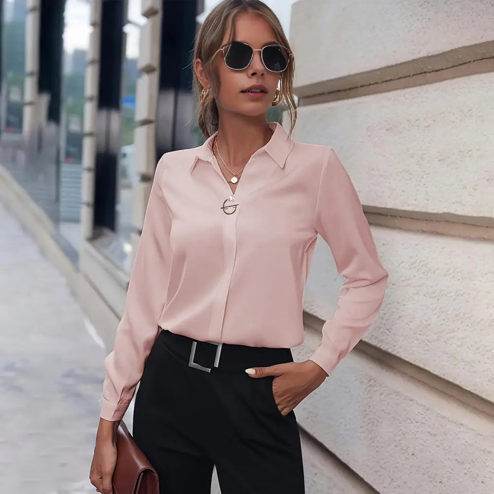 Women's Long-Sleeve Collared Blouse