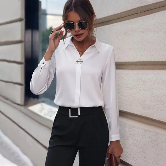 Women's Long-Sleeve Collared Blouse