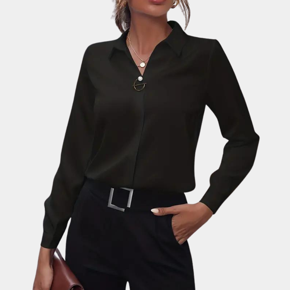 Women's Long-Sleeve Collared Blouse
