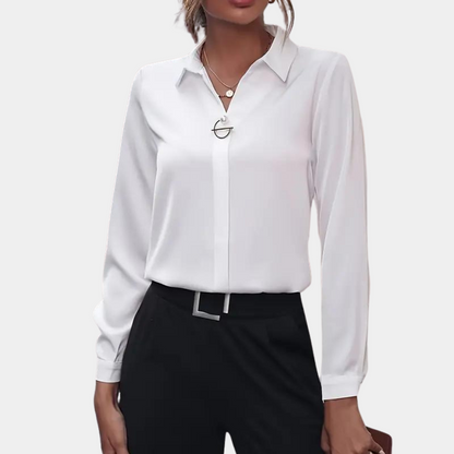 Women's Long-Sleeve Collared Blouse