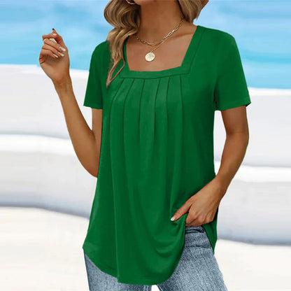 Women's Pleated Square Neck Blouse