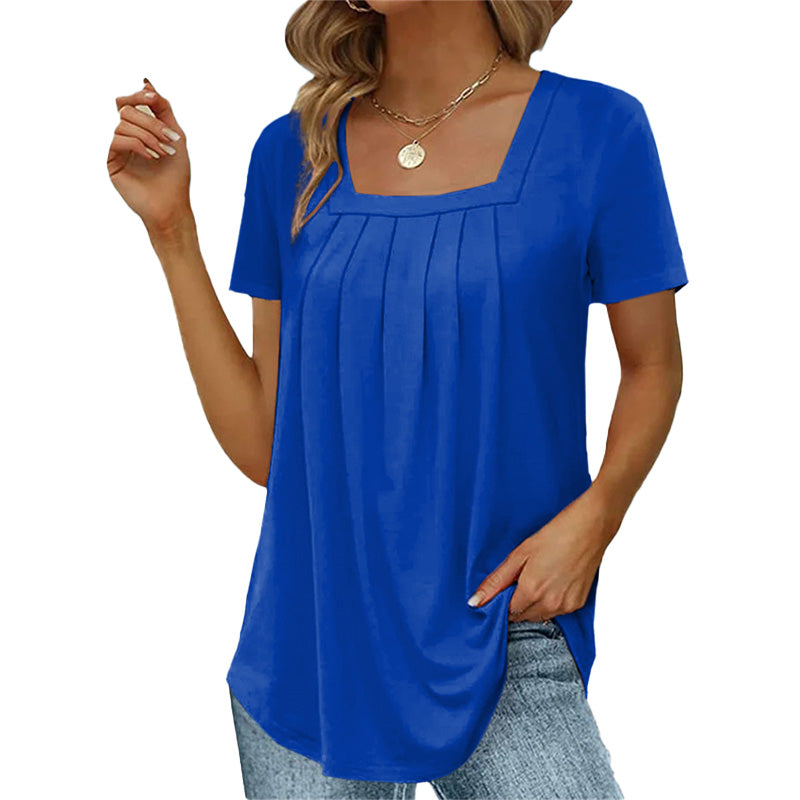 Women's Pleated Square Neck Blouse