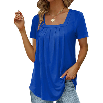 Women's Pleated Square Neck Blouse