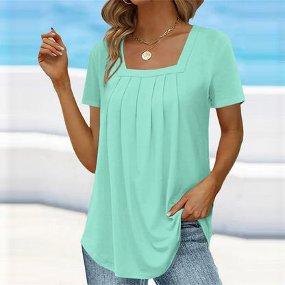 Women's Pleated Square Neck Blouse