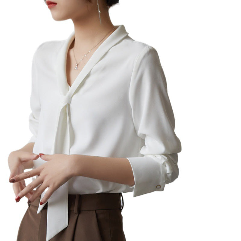 Women's Tie Neck Long Sleeve Blouse