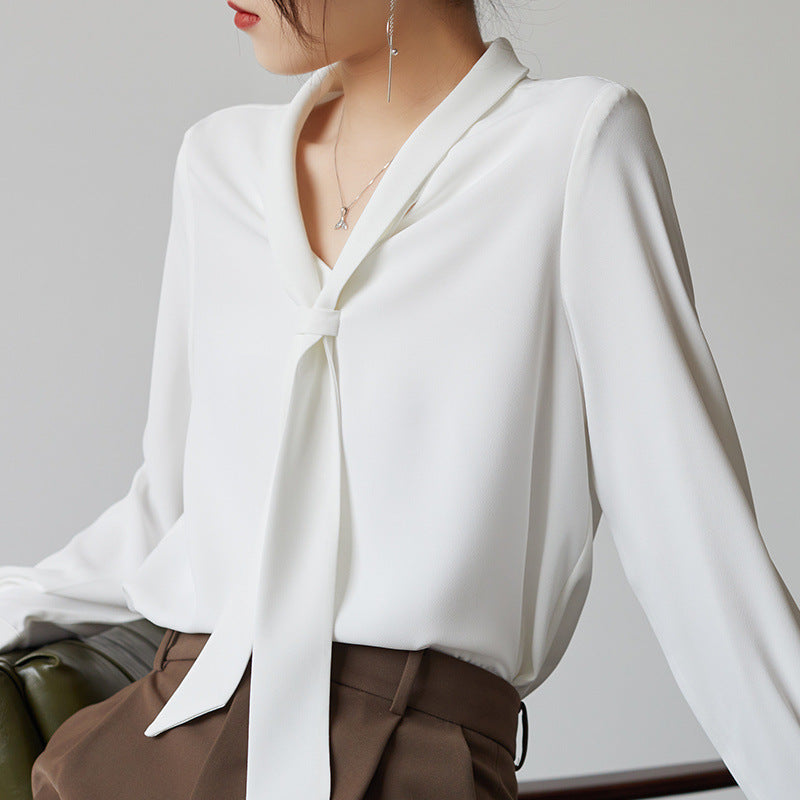 Women's Tie Neck Long Sleeve Blouse