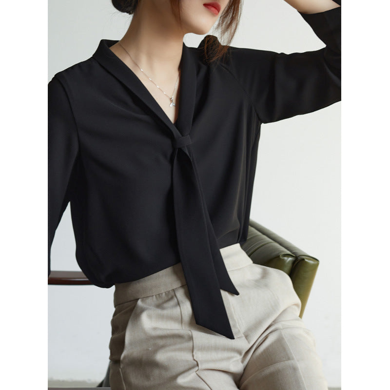 Women's Tie Neck Long Sleeve Blouse
