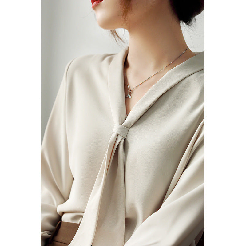 Women's Tie Neck Long Sleeve Blouse
