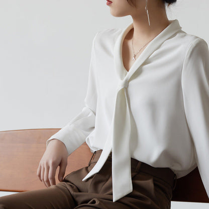 Women's Tie Neck Long Sleeve Blouse