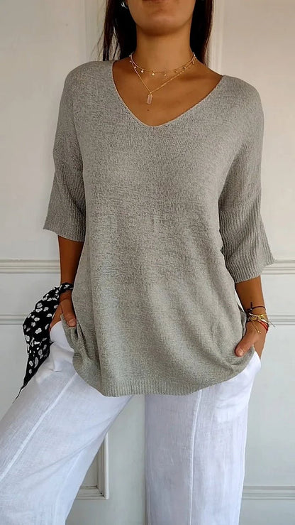 Women's V-Neck Knit Top