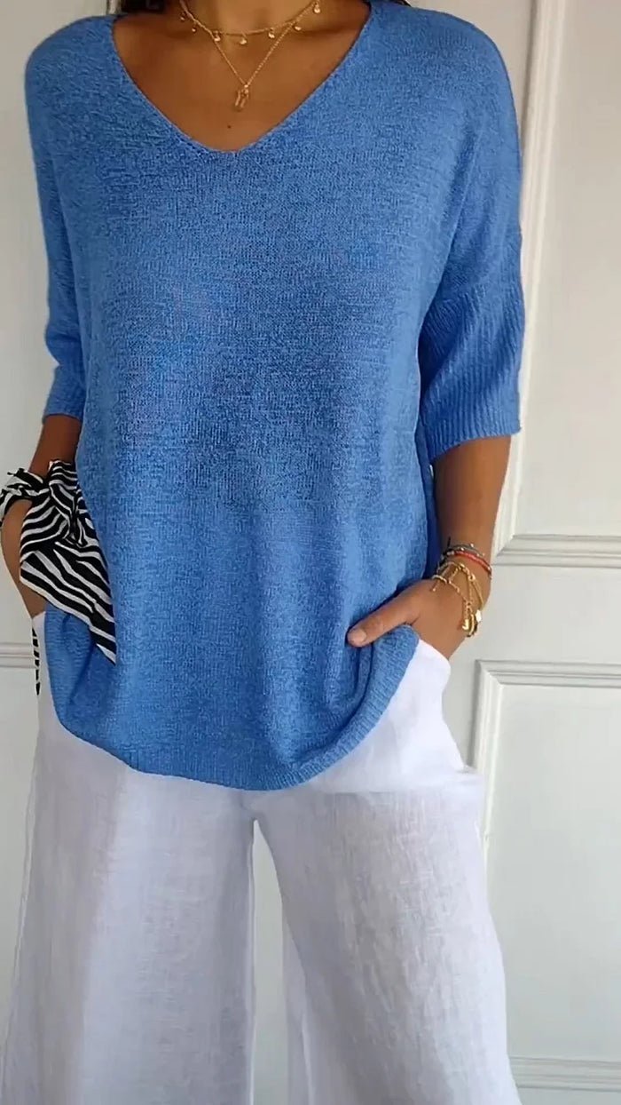 Women's V-Neck Knit Top