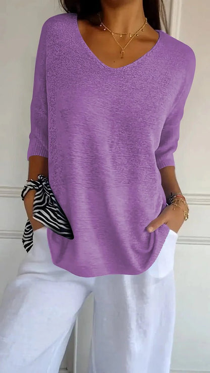 Women's V-Neck Knit Top