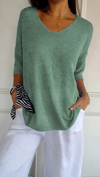 Women's V-Neck Knit Top