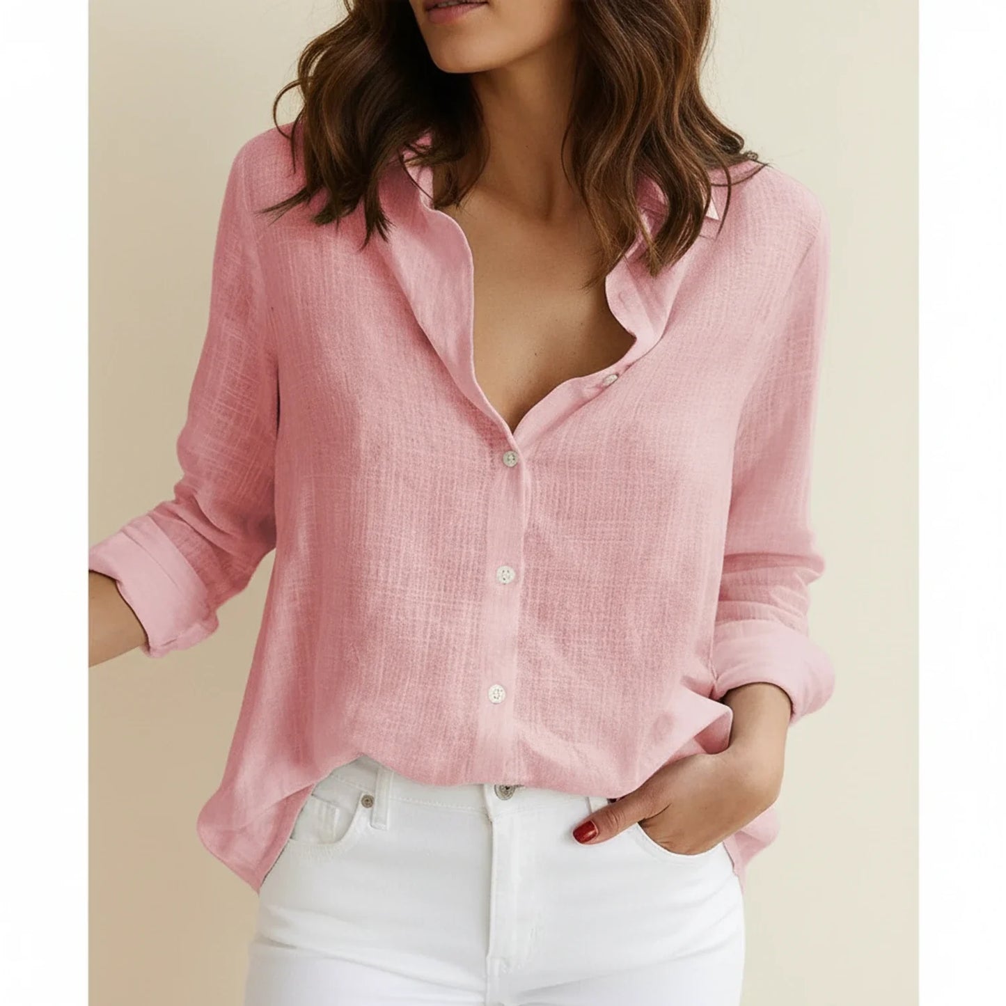 Women's Relaxed Fit Button-Down Blouse