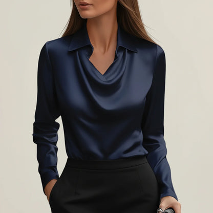 Women's Cowl Neck Satin Blouse