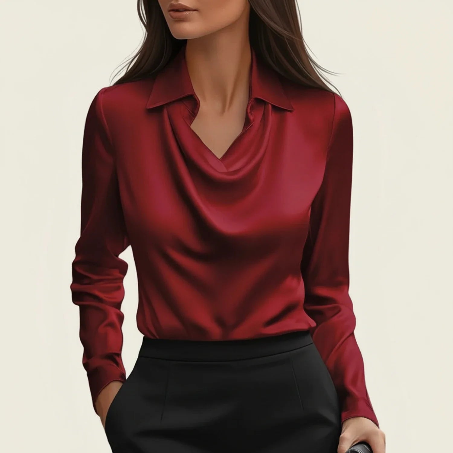 Women's Cowl Neck Satin Blouse