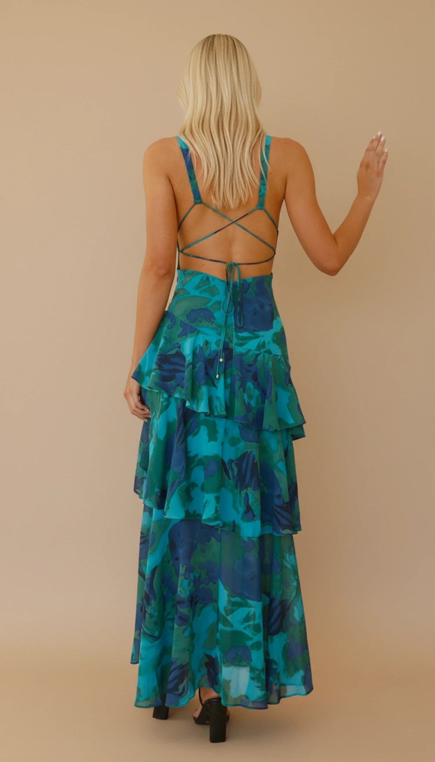Elegant Floral Halter Maxi Dress