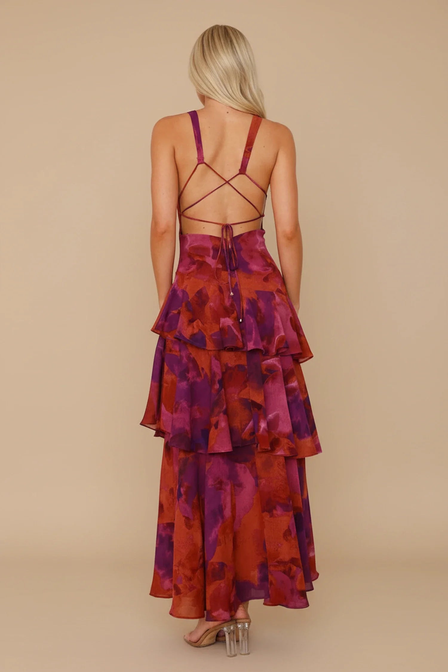 Elegant Floral Halter Maxi Dress