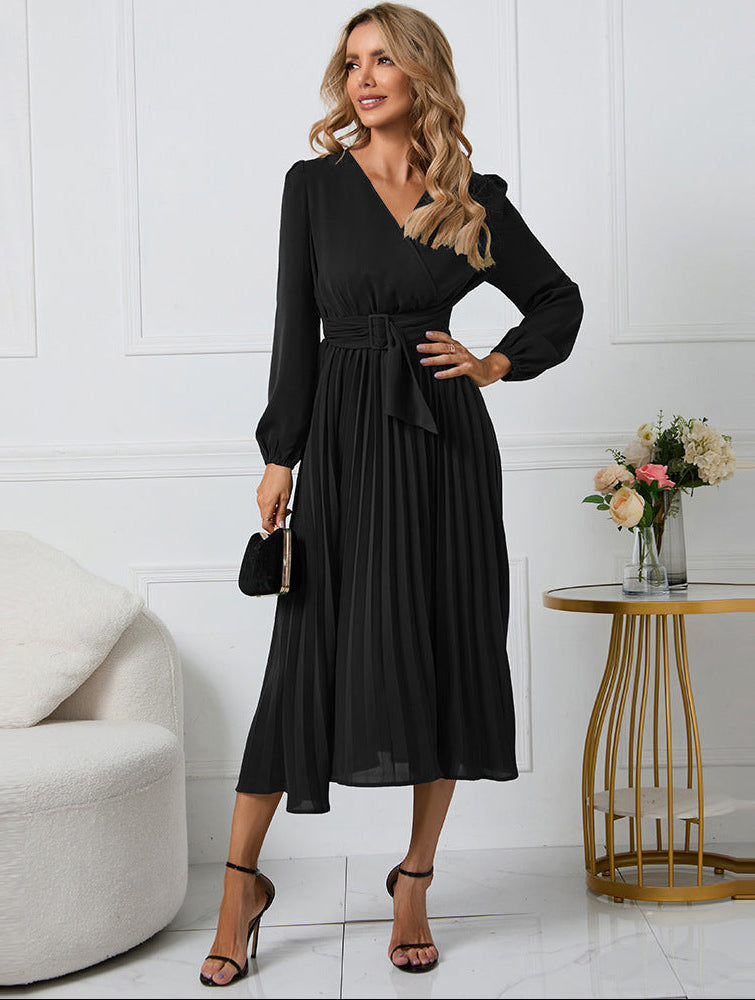 midi long sleeve wedding guest dresses Grace | Women's Dress Color:Wild Orchid hoco100 Katetique Women's Plain Pleat adding an elegant touch